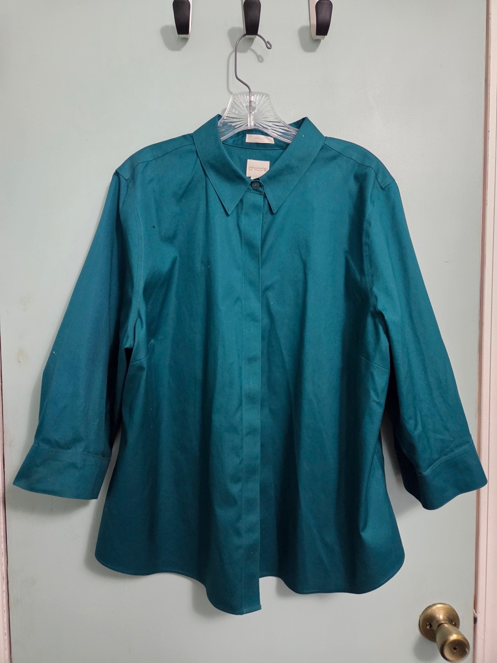 Chico's Deep Teal Button-Down Collared Blouse